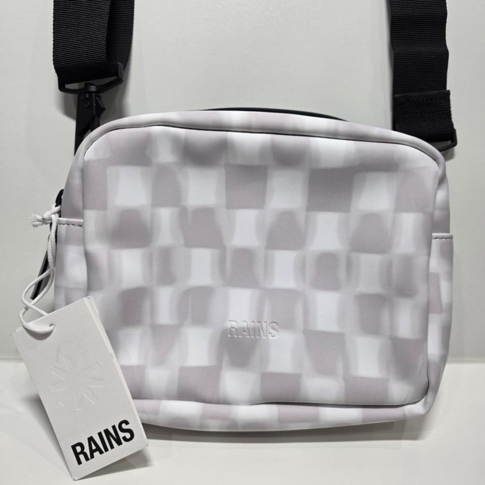 Rains Box Bag Waterproof Crossbody Checkerboard Grey White 13520